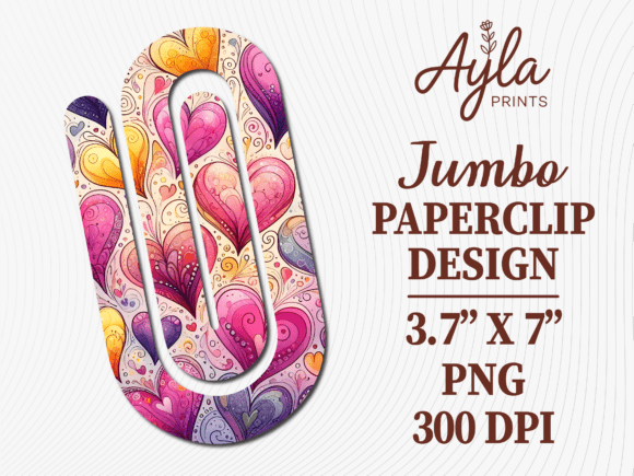 Bright Heart Doodle Art Jumbo Paperclip