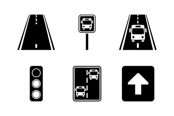 Bus Lane Traffic Sign Vector for Embroidery