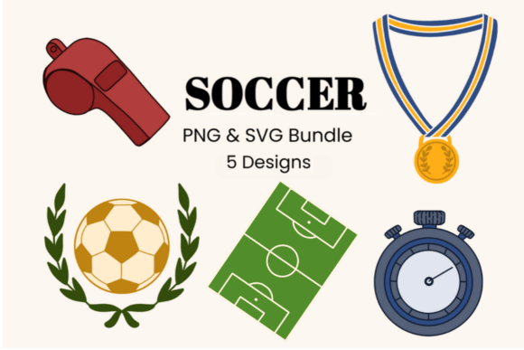Cute Soccer Essentials Clipart for Embroidery