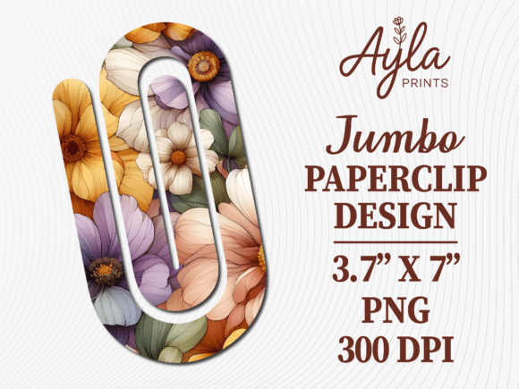 Floral Collage Jumbo Paperclip Embroidery Design