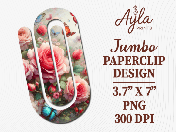 Floral Rose Butterfly Jumbo Paperclip Design