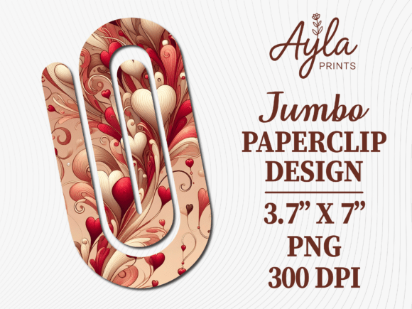 Heart Swirls Abstract Jumbo Papeclip: A Unique Embroidery Design