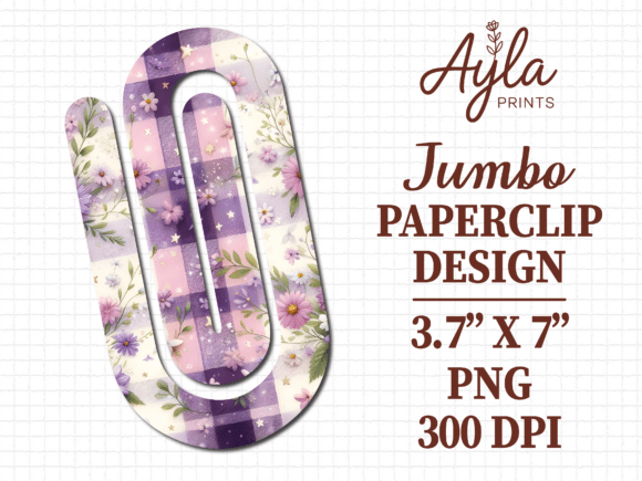 Lavender Gingham Plaid Jumbo Paperclip
