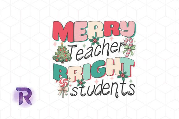 Merry Teacher Bright Christmas PNG for Festive Embroidery