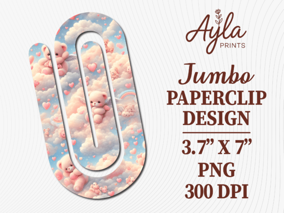 Pastel Cloud Teddy Bear Jumbo Paperclip