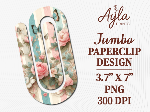 Pink Blue Roses Jumbo Paperclip Design