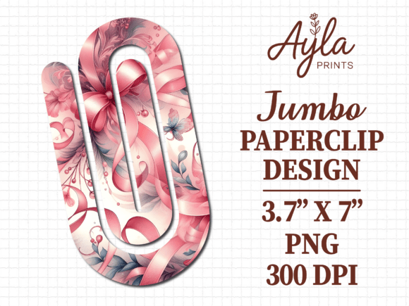 Pink Bow Jumbo Paperclip: A Charming Embroidery Design