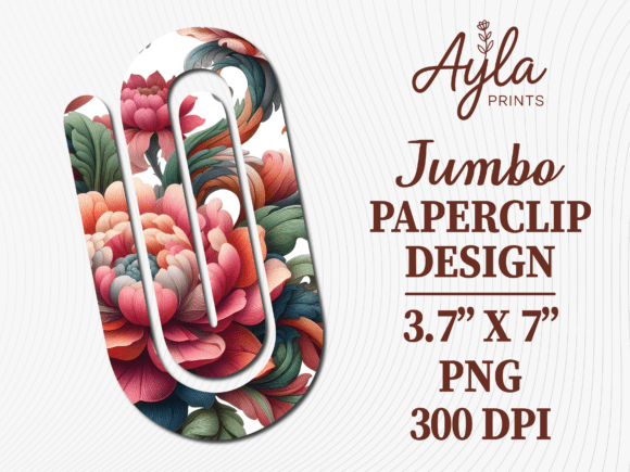 Pink Flowers Summer Jumbo Paperclip Design