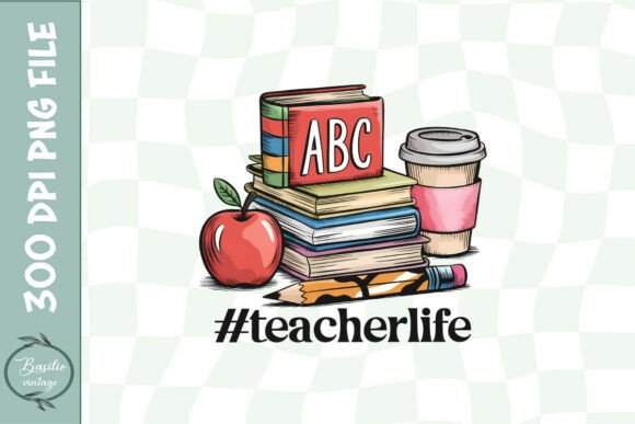Teacher Life with Apple Pen Coffee PNG