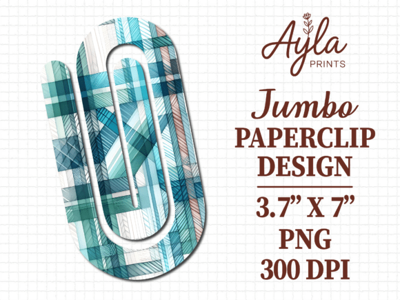 Teal Blue Plaid Jumbo Paperclip Design